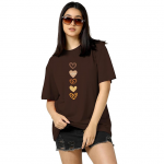 Women's Casual Printed Round Neck, Oversized Longline Drop Shoulder Boho Style T-Shirt