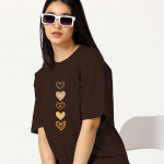 Women's Casual Printed Round Neck, Oversized Longline Drop Shoulder Boho Style T-Shirt